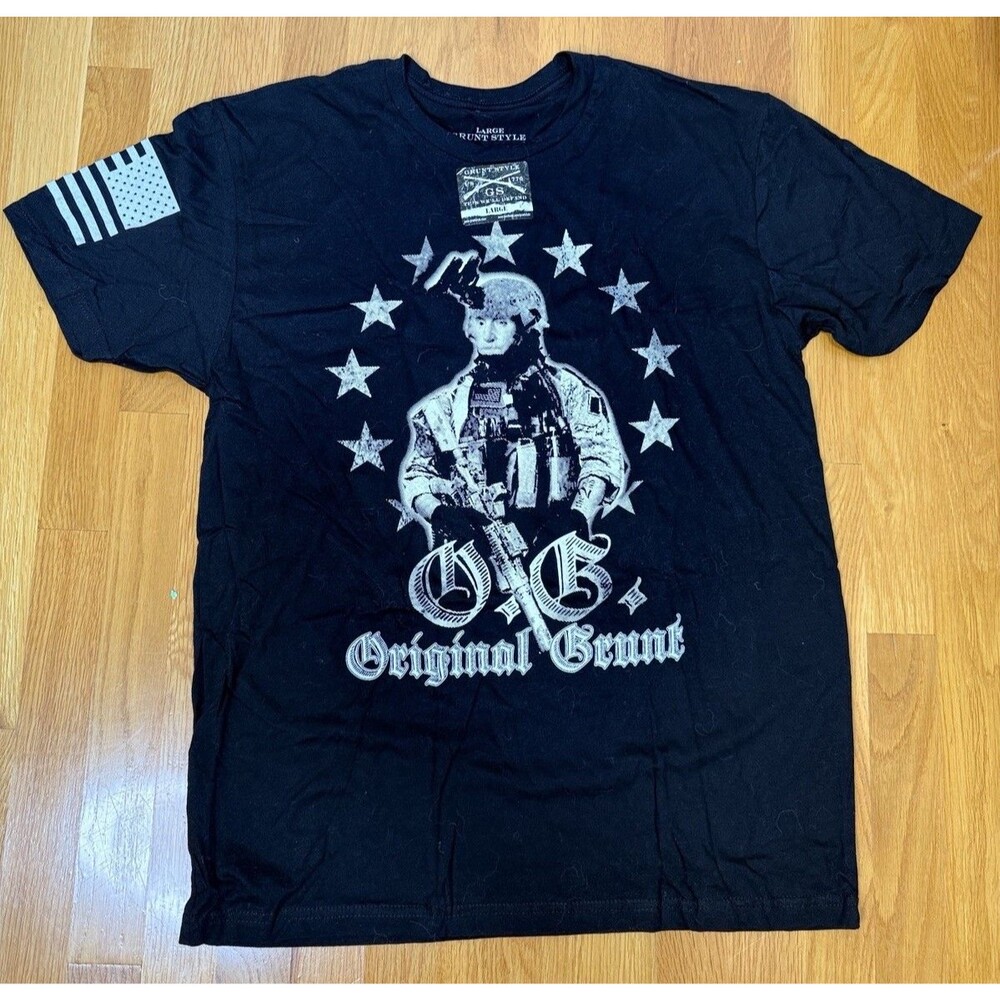 Grunt Style T-Shirt Men's L Blaclk Patriotic George Washington Original Grunt